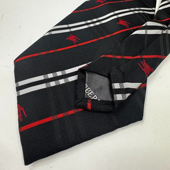 Burberry Vintage Striped Silk Tie – Black, Red & White - Picture 2 of 4